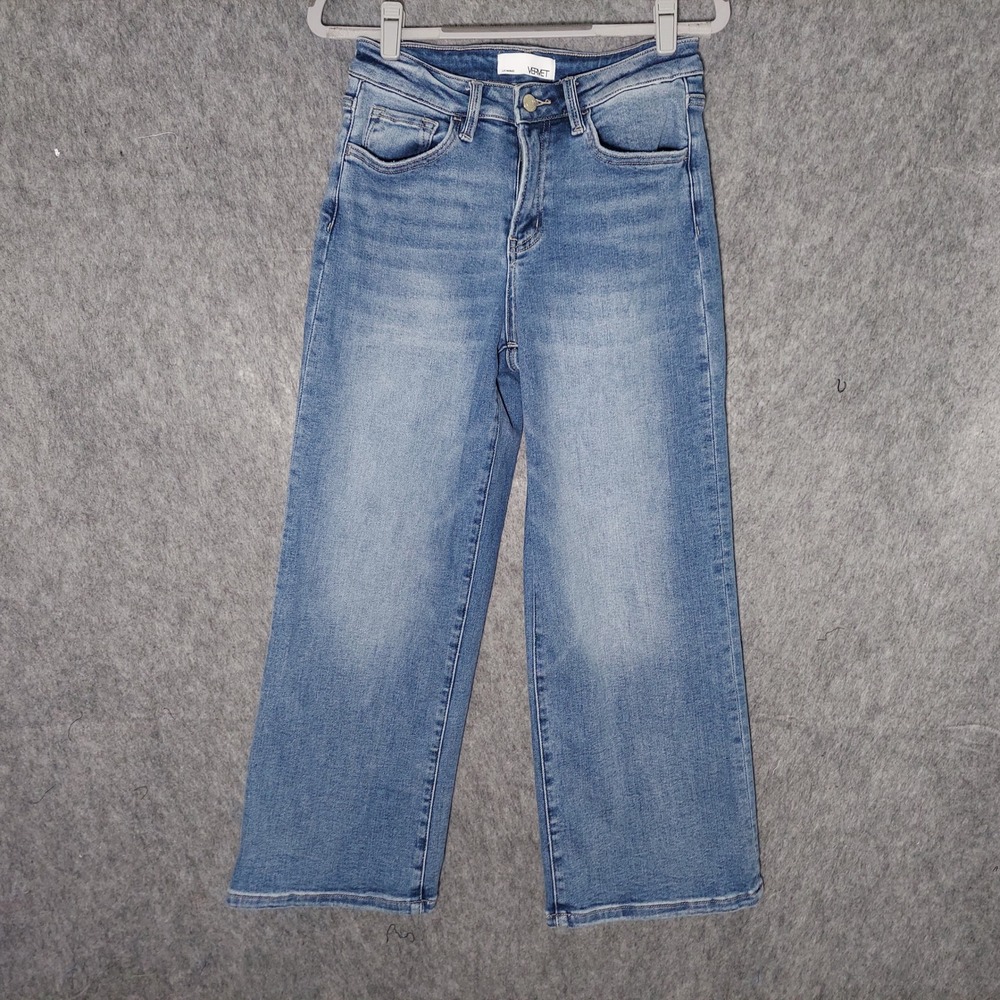Vervet Matchless High Rise Ankle Wide Leg Jeans 27 Medium Wash Stretch Denim